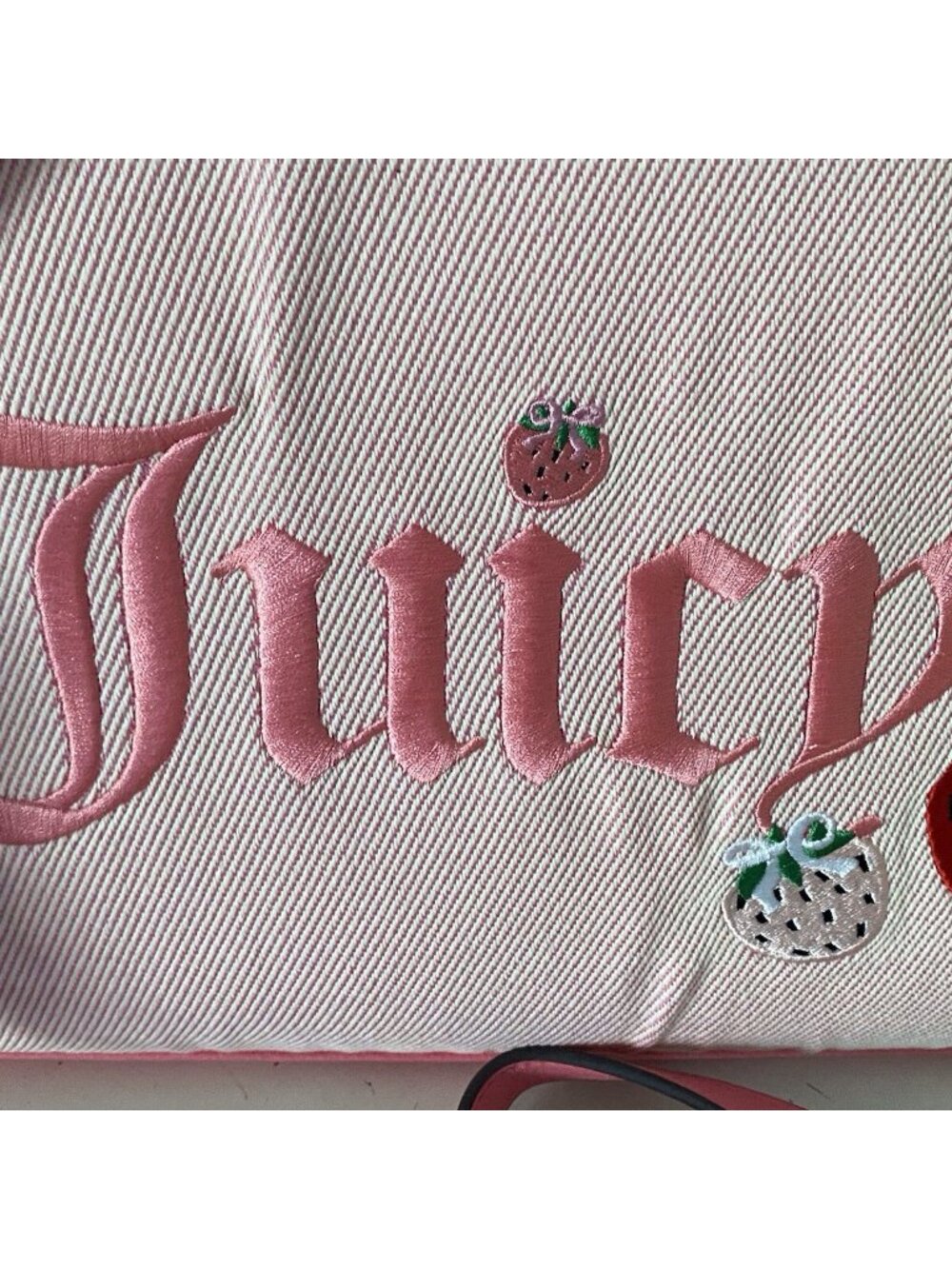 Juicy Couture Berry Sweet Tote Bag Pink #1 Strawberry With Charm Crossbody NEW - Picture 4 of 12